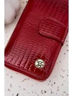 Lakovaný dámský peněženka s reliéfem a zlatým detailem červená Evlinne