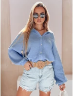 Dámská mušelínová košile oversize modrá model 21989198 - Dstreet Dámská mušelínová košile oversize modrá model 21989198 - Dstreet