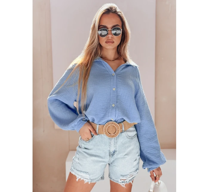 Dámská mušelínová košile oversize modrá model 21989198 - Dstreet Dámská mušelínová košile oversize modrá model 21989198 - Dstreet