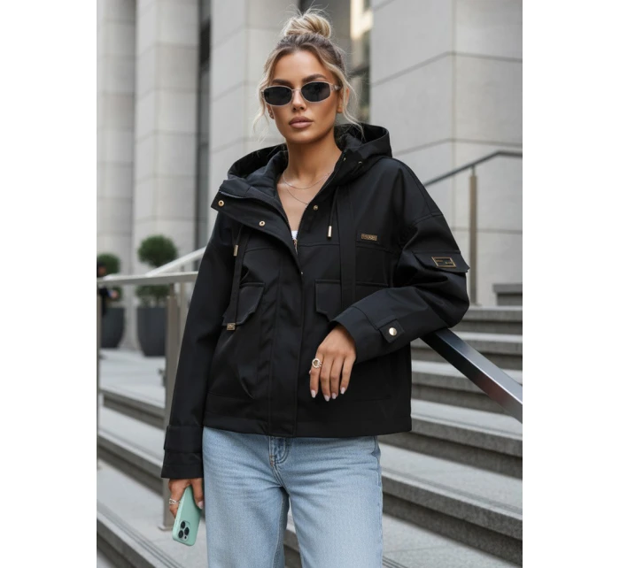 Kurtka przejściowa damska z kapturem i czarna model 22035960 - FashionStreet