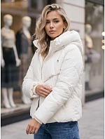 Dámská zimní prošívaná bunda s kapucí, bílá, FashionStreet TY6081 Dámská zimní prošívaná bunda s kapucí, bílá, FashionStreet TY6081