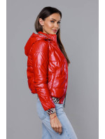 Krátká červená dámská bunda s ozdobným lemováním model 17556060 - S'WEST