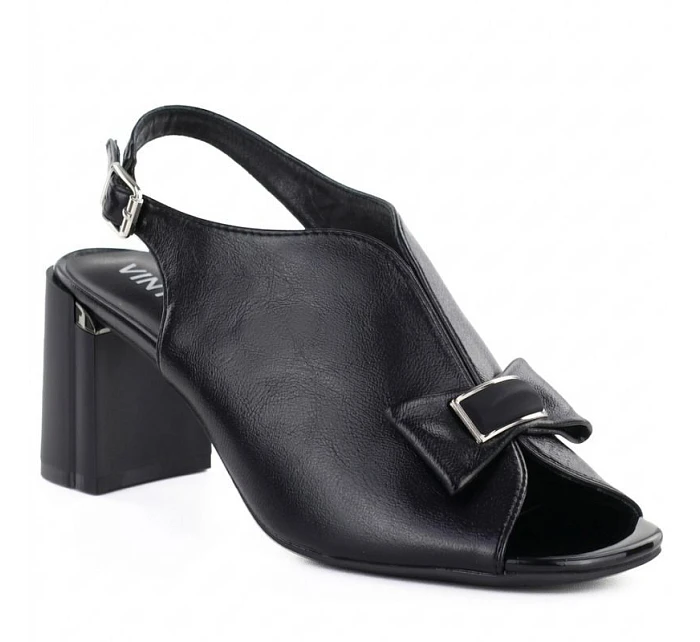 Dámské sandály na jehlovém podpatku s mašlí černé Jezzi RMR25112-3 Dámské sandály na jehlovém podpatku s mašlí černé Jezzi RMR25112-3