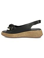 Dámské kožené ažurové sandály na platformě černé Filippo DS7582