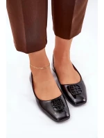 Dámské lakované elegantní baleríny s ozdobným detailem Vinceza – černé