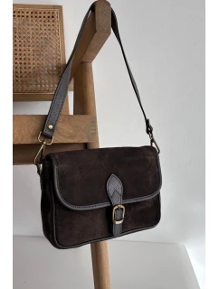 Dámská kožená semišová kabelka Norla – čokoládová