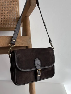 Dámská kožená semišová kabelka Norla – čokoládová