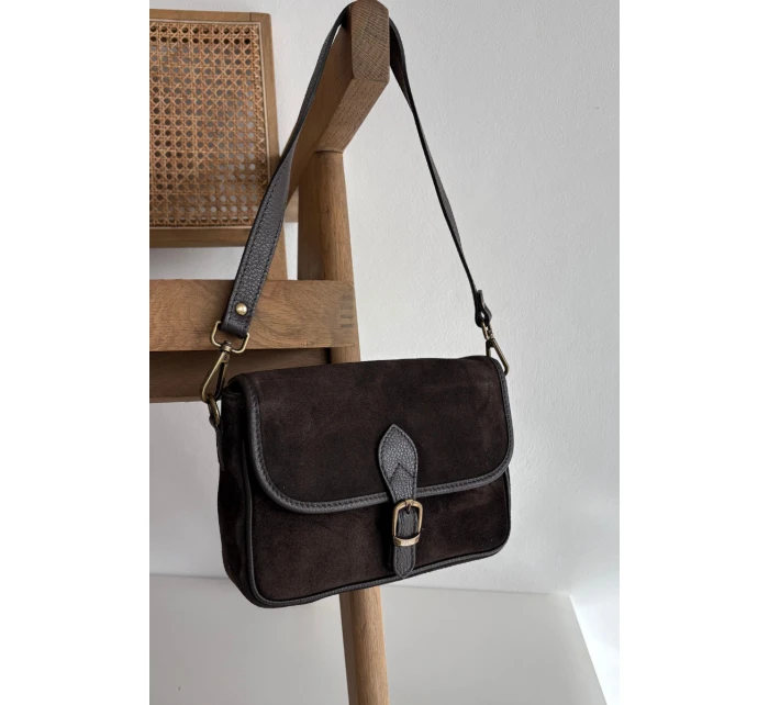 Dámská kožená semišová kabelka Norla – čokoládová