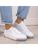 Rieker W RKR642 bílá kožená prolamovaná obuv