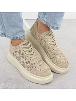 Dámská obuv na platformě se šněrováním béžová model 22098387 - VINCEZA