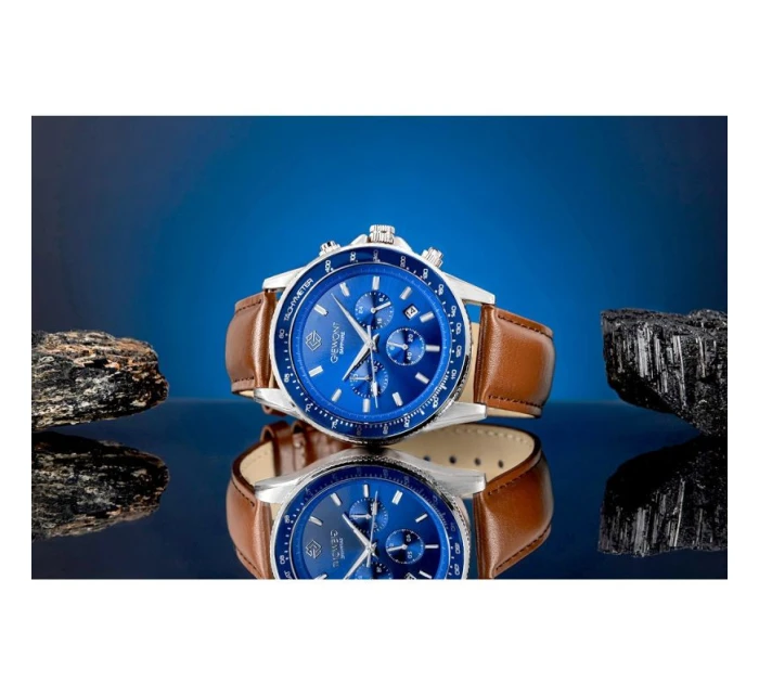 Pánské hodinky Chronograph Sapphire Brown and Blue model 21807581 - Giewont