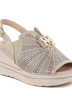 Dámské kožené sandály na platformě gold M.Daszynski model 22072440