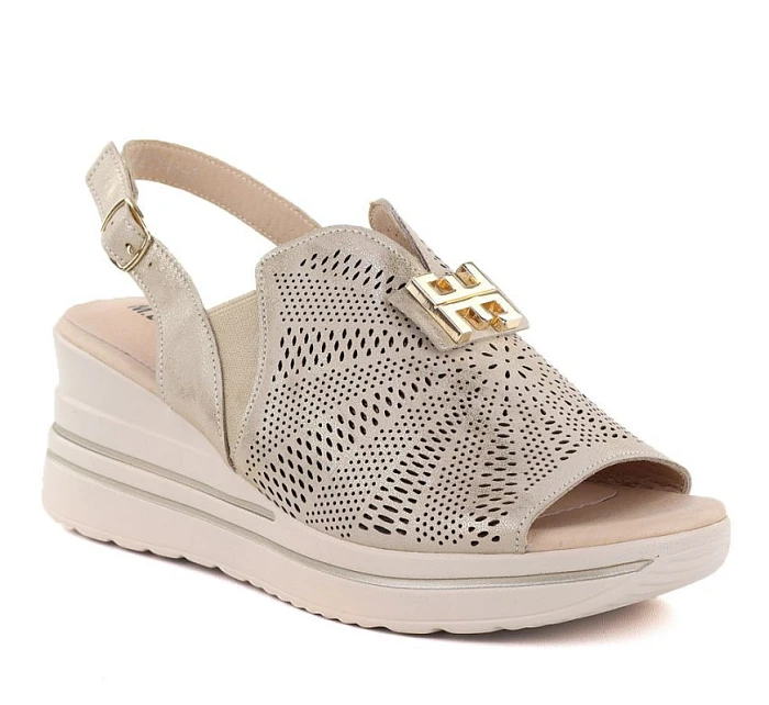 Dámské kožené sandály na platformě gold M.Daszynski model 22072440