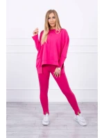 Souprava s oversize halenkou fuchsiové barvy