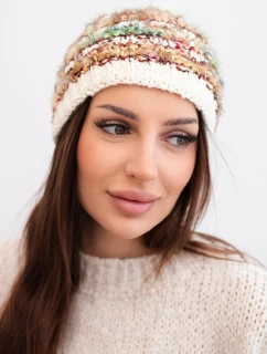 Dámská zimní vlněná čepice s ozdobnými krystalky K399 černá