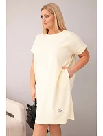 Dámské šaty Plus Size s krátkým rukávem a kapsami žlutá