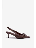 Dámské sandály na podpatku s ozdobným detailem Čokoládové model 22039871 - Boto