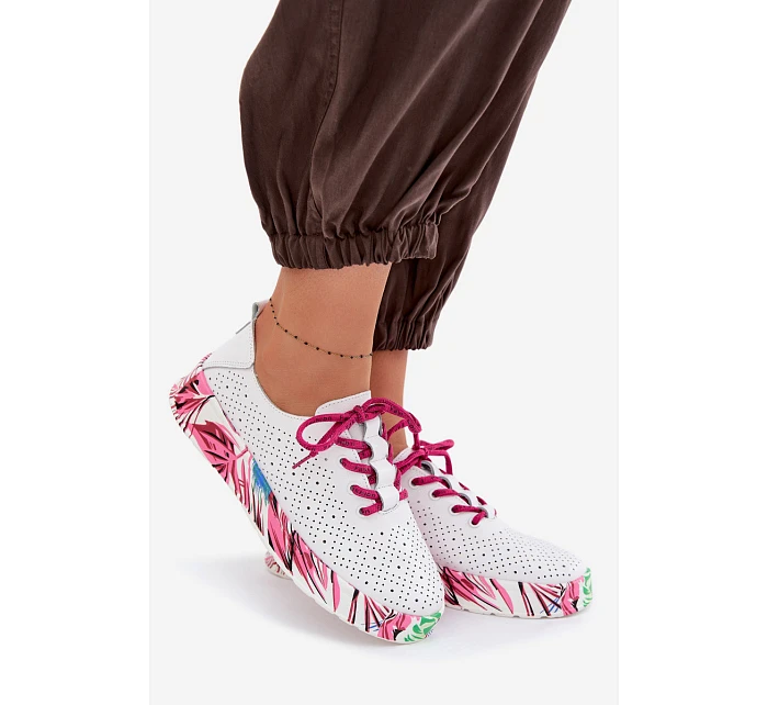 Kožené dámské polobotky s platformou Fuchsiová model 22091777 - EVENTO