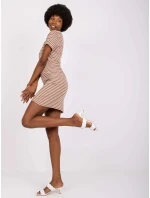 Šaty D16054M30315A bílé a hnědé