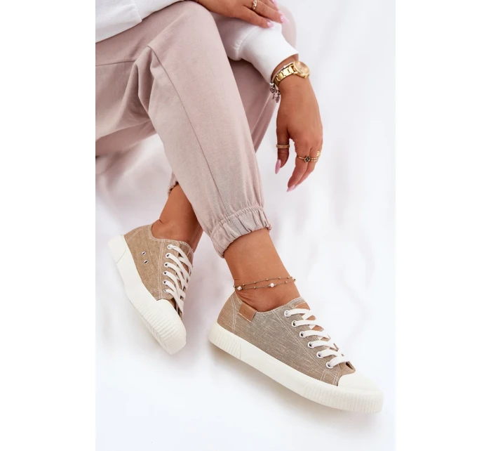Dámské látkové tenisky Big Star – béžové Dámské látkové tenisky Big Star – béžové