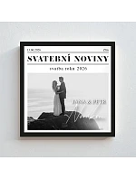 Personalizovaný magický fotoobraz v rámu - čtverec 20x20 - svatební noviny Personalizovaný magický fotoobraz v rámu - čtverec 20x20 - svatební noviny