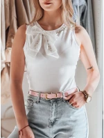 Dámské tričko bez ramínek s mašlí PERBOW bílé Dstreet RY2732