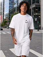 Pánské bavlněné tričko oversize s potiskem bílé FashionStreet NX1045R Pánské bavlněné tričko oversize s potiskem bílé FashionStreet NX1045R