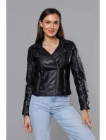 Černá bunda ramoneska s klopami model 18117116 - J.STYLE Černá bunda ramoneska s klopami model 18117116 - J.STYLE