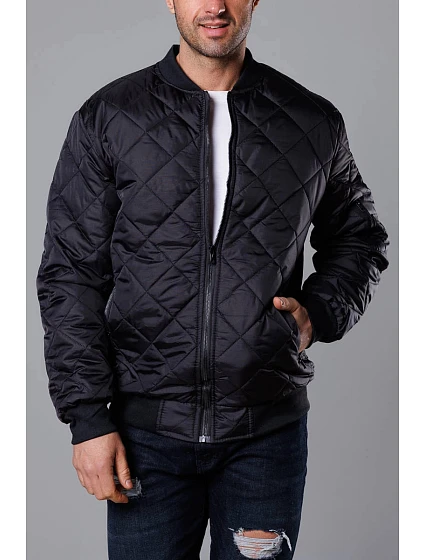 Černá prošívaná pánská bunda typu "bomber" model 18344879 - J.STYLE