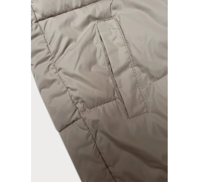 Volná béžová dámská bunda s kapucí Miss TiTi (2360) Volná béžová dámská bunda s kapucí Miss TiTi (2360)