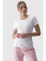 Hladké dámské tričko s logem bílé model 21668535 - 4F Hladké dámské tričko s logem bílé model 21668535 - 4F