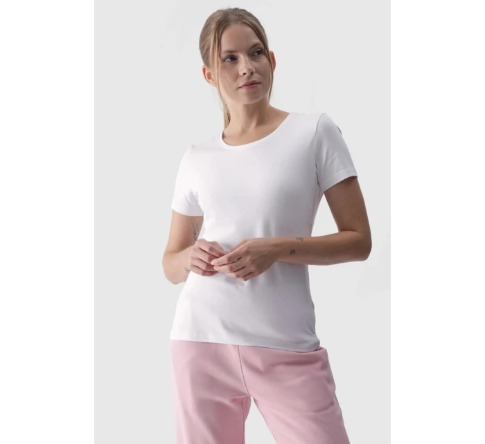 Hladké dámské tričko s logem bílé model 21668535 - 4F Hladké dámské tričko s logem bílé model 21668535 - 4F