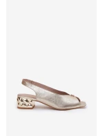 Kožené elegantní dámské sandály model 21691879 zlaté - CheBello