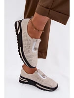 Dámské pohodlné boty z pravé kůže S.Barski LR61-7092 Béžové