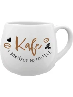 KAFE S DONÁŠKOU DO POSTELE - bílý keramický hrníček 300 ml