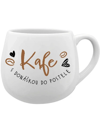KAFE S DONÁŠKOU DO POSTELE - bílý keramický hrníček 300 ml