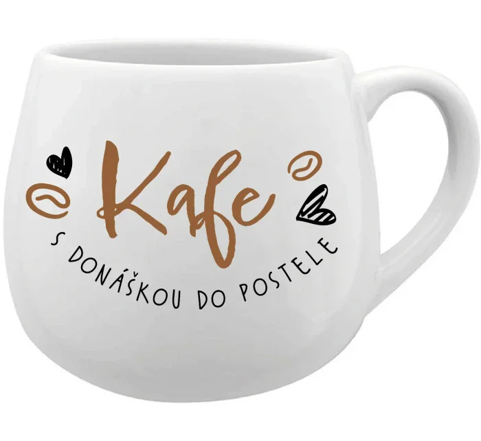 KAFE S DONÁŠKOU DO POSTELE - bílý keramický hrníček 300 ml