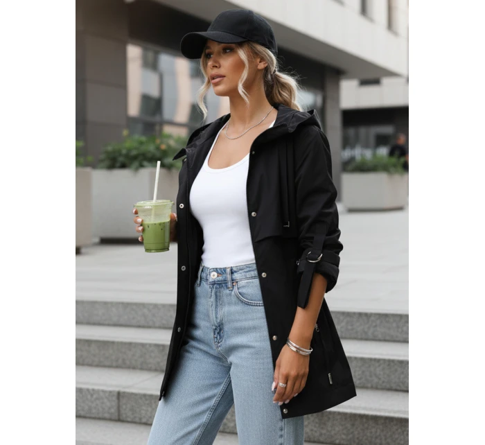 Dámská přechodná bunda s kapucí černá FashionStreet TY5626