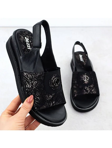 Dámské sandály s gumou černé model 22051713 - JEZZI Dámské sandály s gumou černé model 22051713 - JEZZI