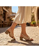 Dámské kožené sandály béžové Sergio Leone SK578-S Dámské kožené sandály béžové Sergio Leone SK578-S