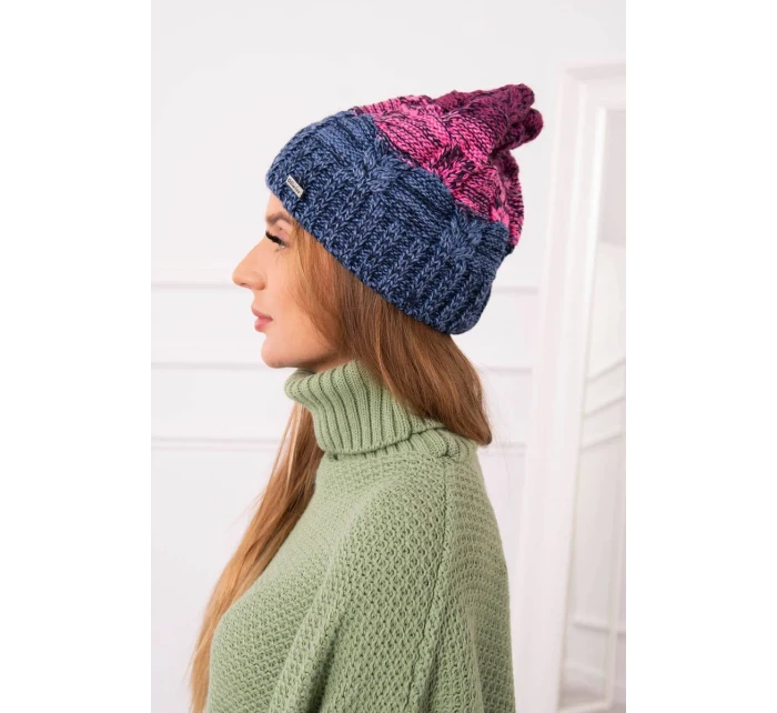 Fleecová čepice Dolores K303 denim+růžová+tmavě fialová Fleecová čepice Dolores K303 denim+růžová+tmavě fialová