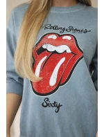 Bavlněná souprava model 20330043 potiskem teplákové + kalhoty džínovina - K-Fashion