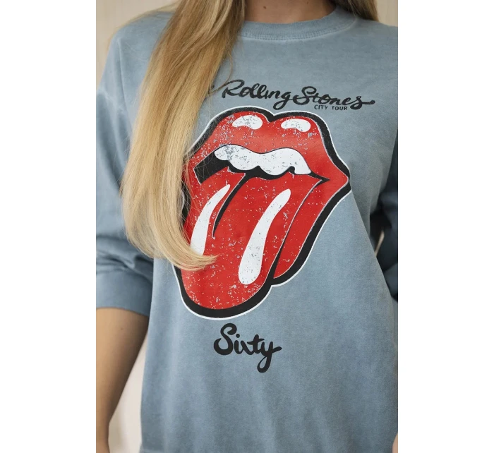 Bavlněná souprava model 20330043 potiskem teplákové + kalhoty džínovina - K-Fashion