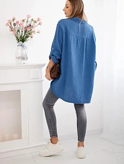 Bavlněná mušelínová košile Plus Size Tmavý denim