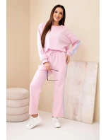 Dámský viskózový máslový komplet s lampasy pudrově růžová Dámský viskózový máslový komplet s lampasy pudrově růžová