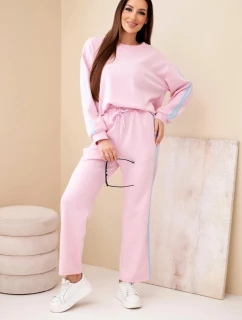 Dámský viskózový máslový komplet s lampasy pudrově růžová