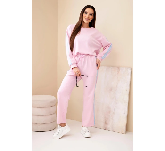 Dámský viskózový máslový komplet s lampasy pudrově růžová Dámský viskózový máslový komplet s lampasy pudrově růžová