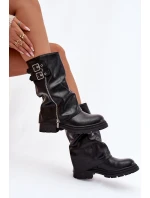 Dámské kotníkové boty s límcem zateplené s přezkami černé model 21788174 - Boto