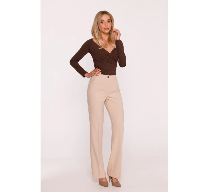 S418 Kalhoty s laclem - béžové