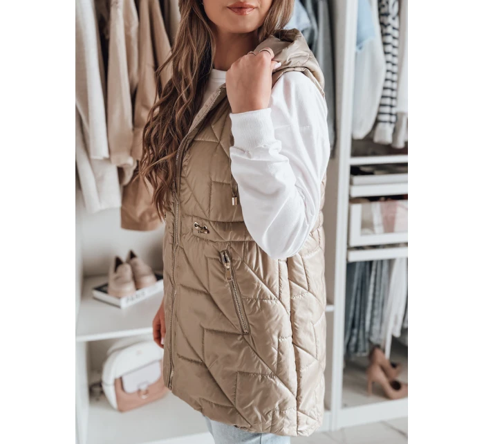 Dámská přechodná prošívaná vesta OLINVIA camel FashionStreet TY4835 Dámská přechodná prošívaná vesta OLINVIA camel FashionStreet TY4835